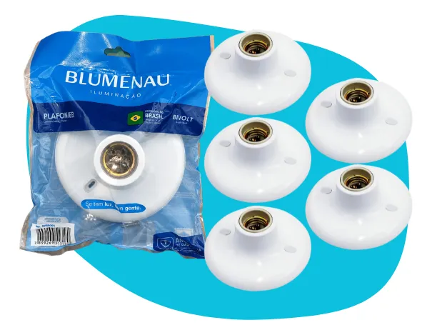 Kit com 5 Plafonier E27 Blumenau Iluminação 